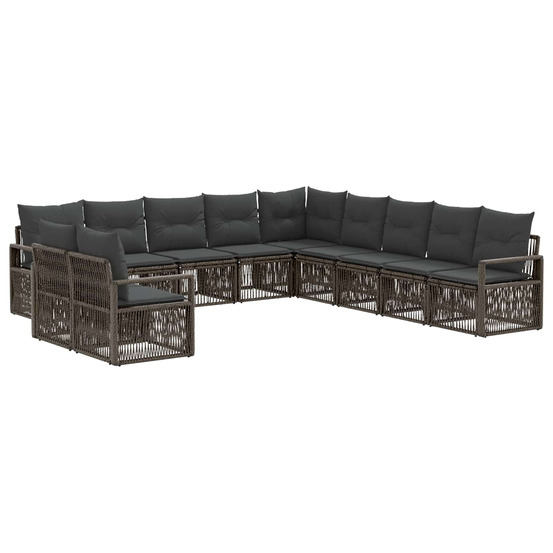 Ensemble de canapé de jardin 11 pcs gris polyrotin
