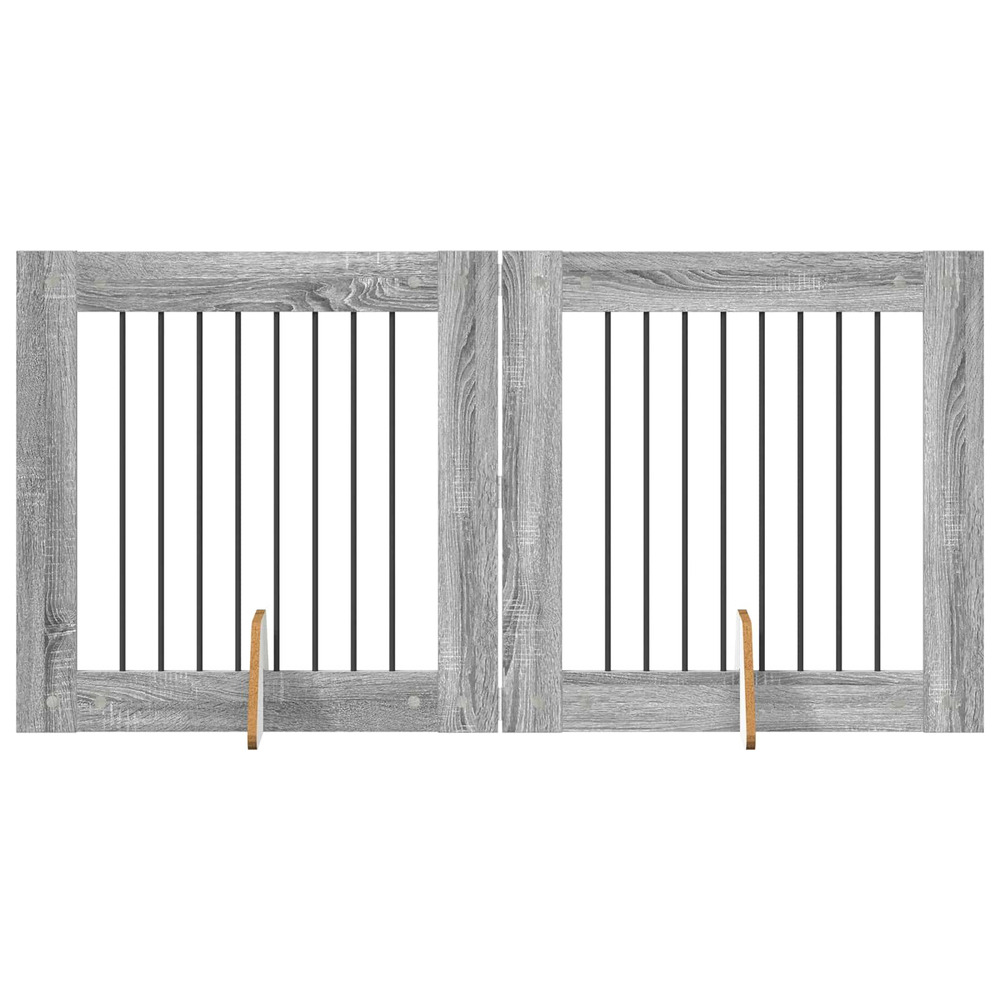 Portillon pour chien avec supports 2 pcs sonoma gris 80 x 80 cm