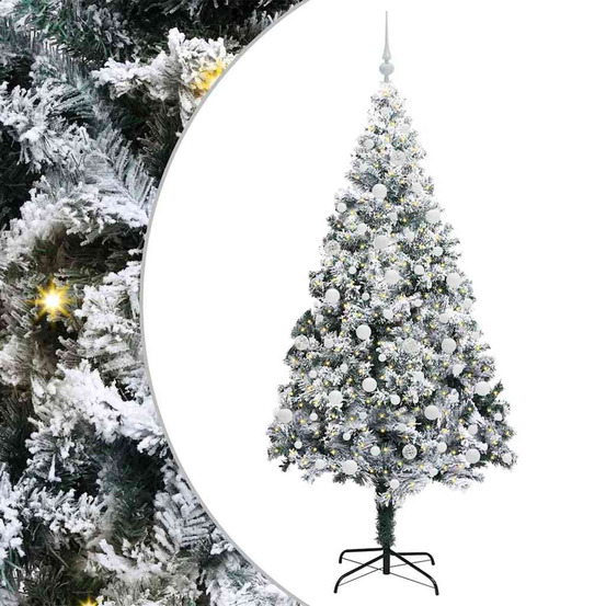 Sapin de noël artificiel blanc 210 cm pvc, acier et plastique