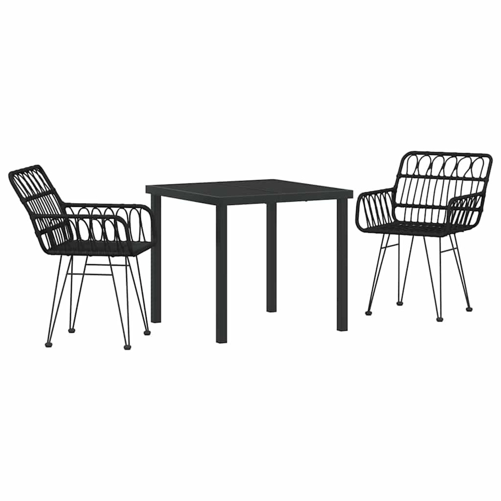 Ensemble de salle à manger pour jardin 3 pcs noir