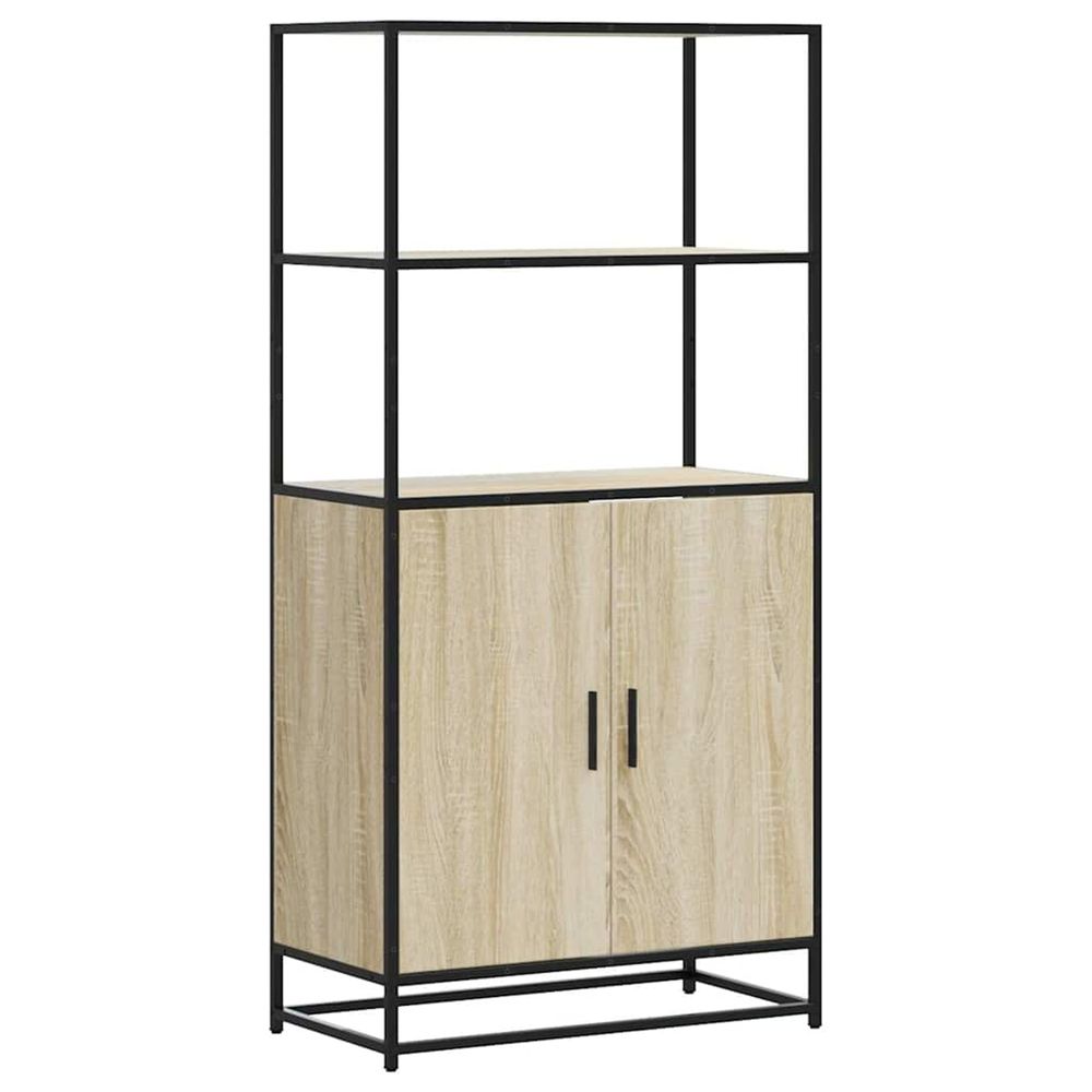 Buffet haut chêne sonoma 68x35x139 cm bois d'ingénierie métal