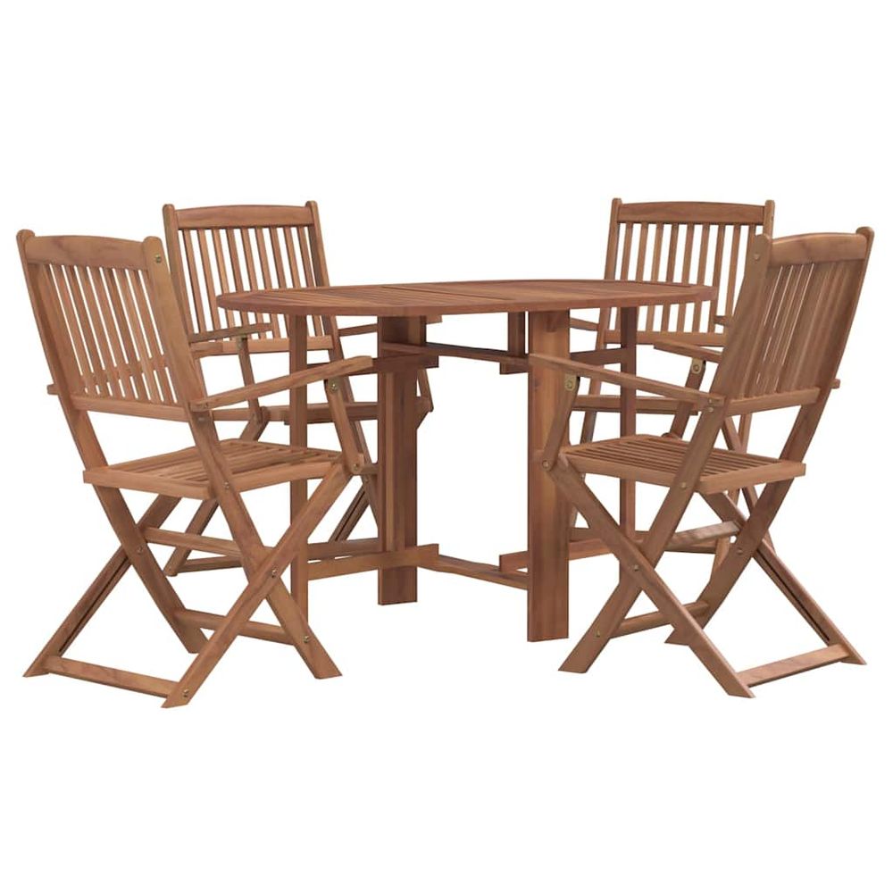 Ensemble à manger d'extérieur pliable 5pcs bois d'acacia solide