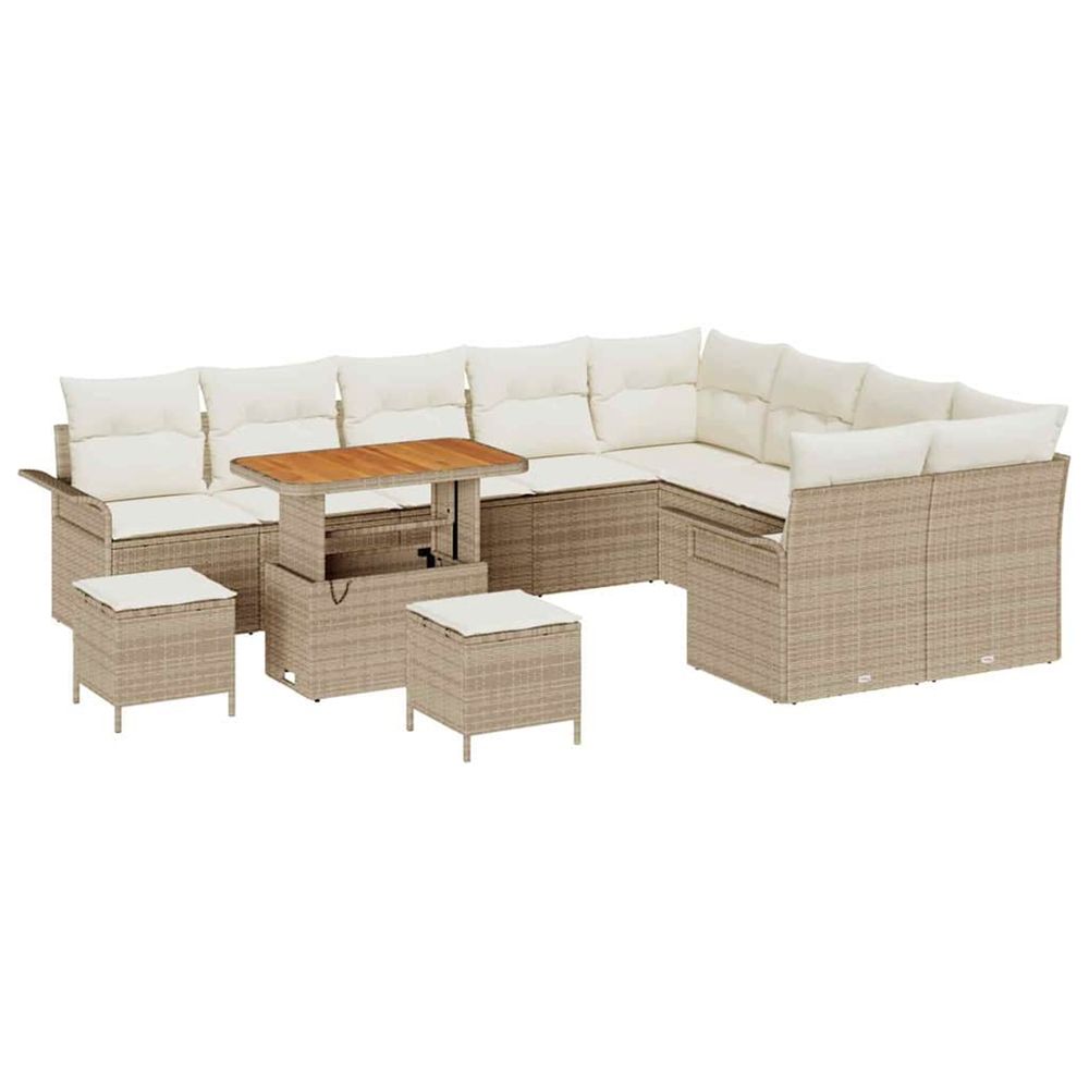 Ensemble de canapé de jardin 12 pc beige polyrotin