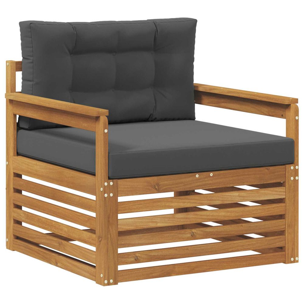 Canapé d’extérieur bois d'acacia massif et polyester