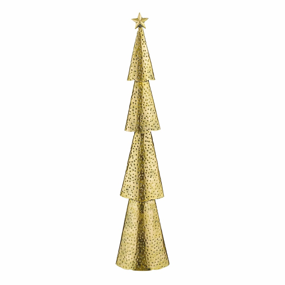 House of seasons - sapin de noël metal doré h68