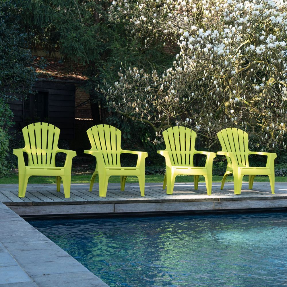 Lot de 4 fauteuils adirondack de jardin en résine empilables anis