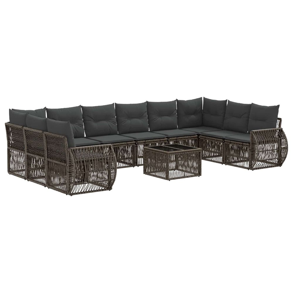 Ensemble de canapé de jardin 11 pc gris et gris foncé polyrotin