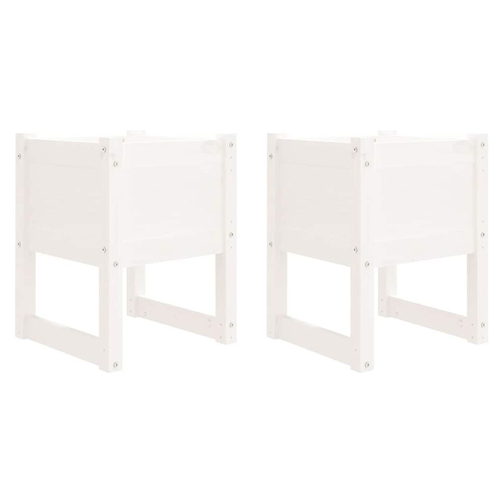 Jardinière d'extérieurs 2 pcs blanc 40x40x52,5 cm bois massif de pin