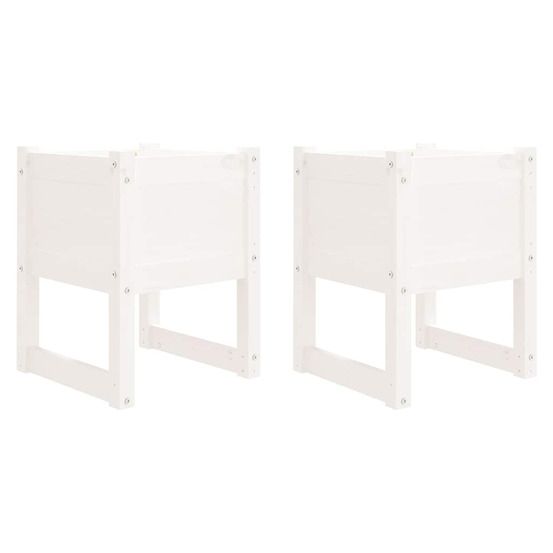 Jardinière d'extérieurs 2 pcs blanc 40x40x52,5 cm bois massif de pin