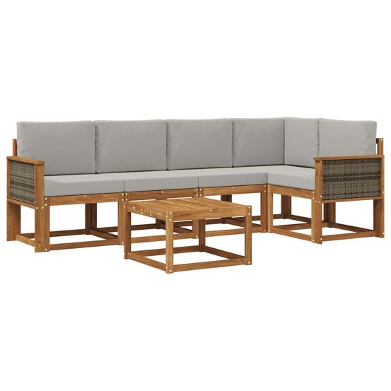 Ensemble de canapés d'extérieur 6 pc naturel et gris clair