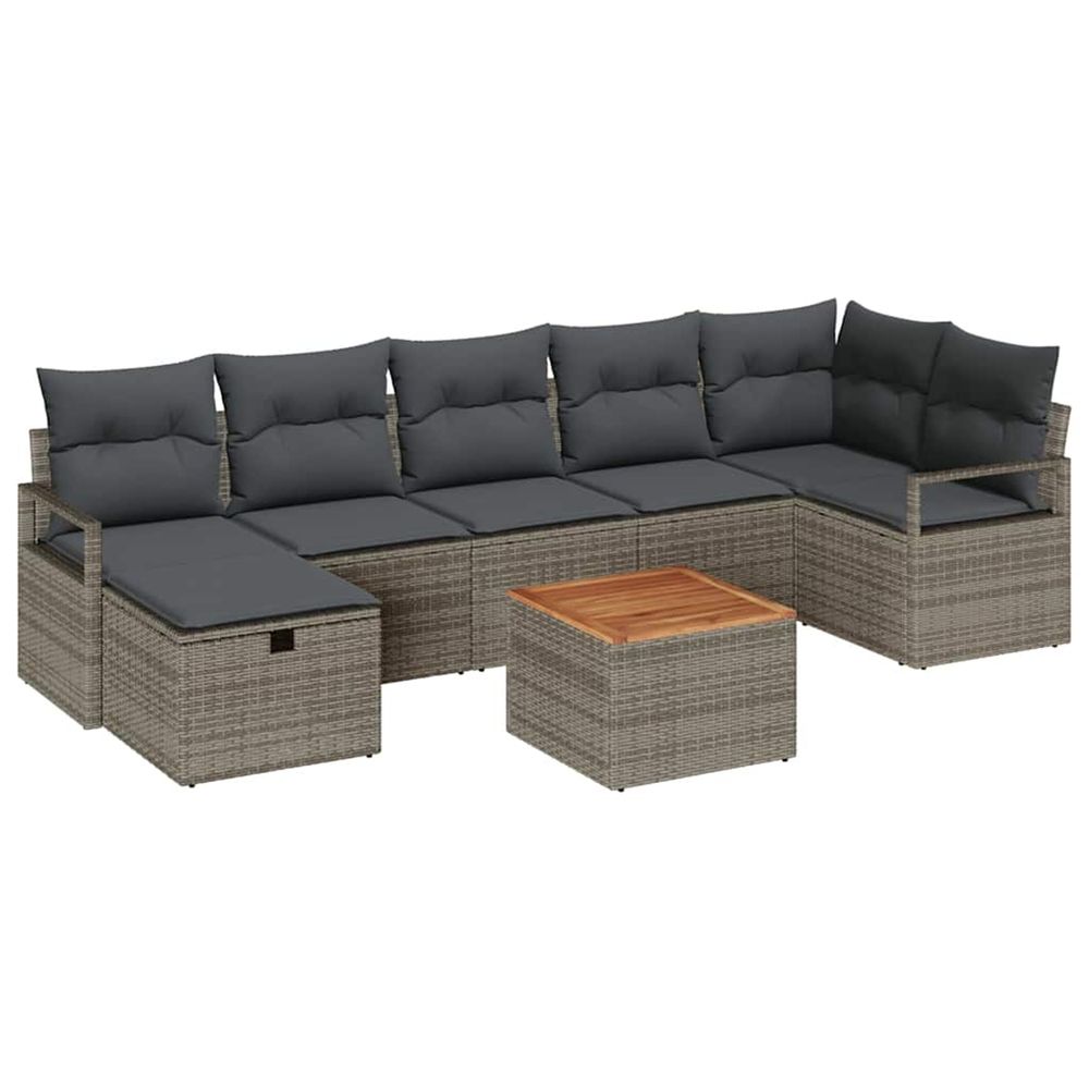 Ensemble de canapé de jardin 8 pc gris polyrotin