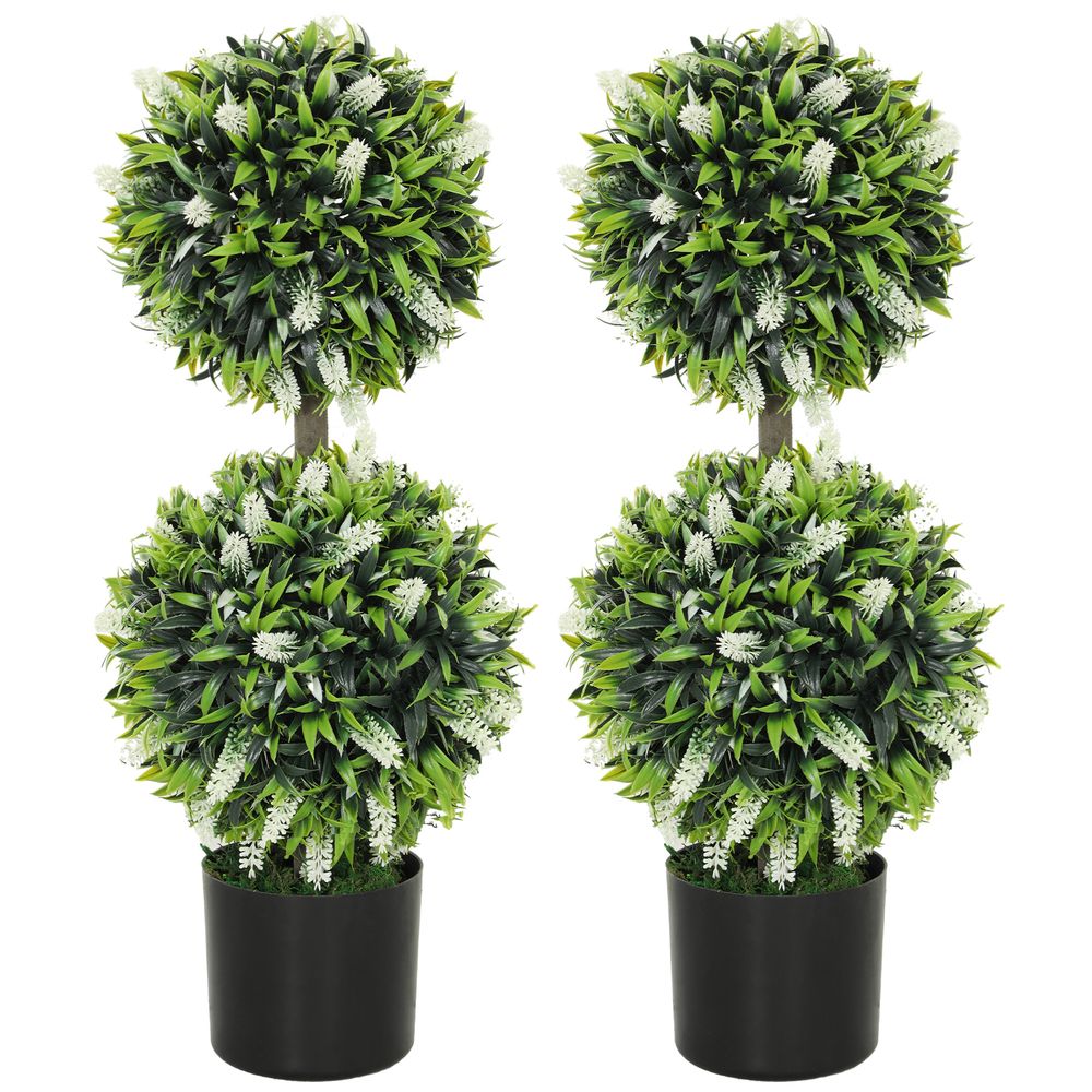 Lavandes artificielles plastique acier pour extérieur jardin protection uv 70cm blanc