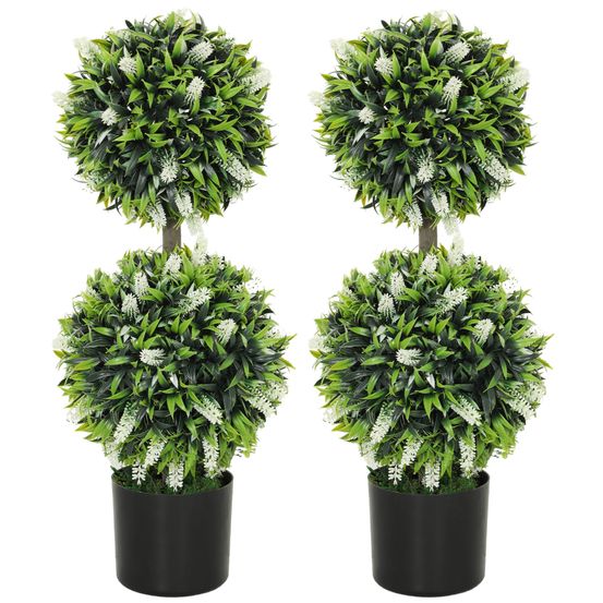 Lavandes artificielles plastique acier pour extérieur jardin protection uv 70cm blanc