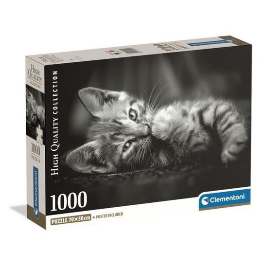 Puzzle kitty, photo de chat noir & blanc 1000 pièces