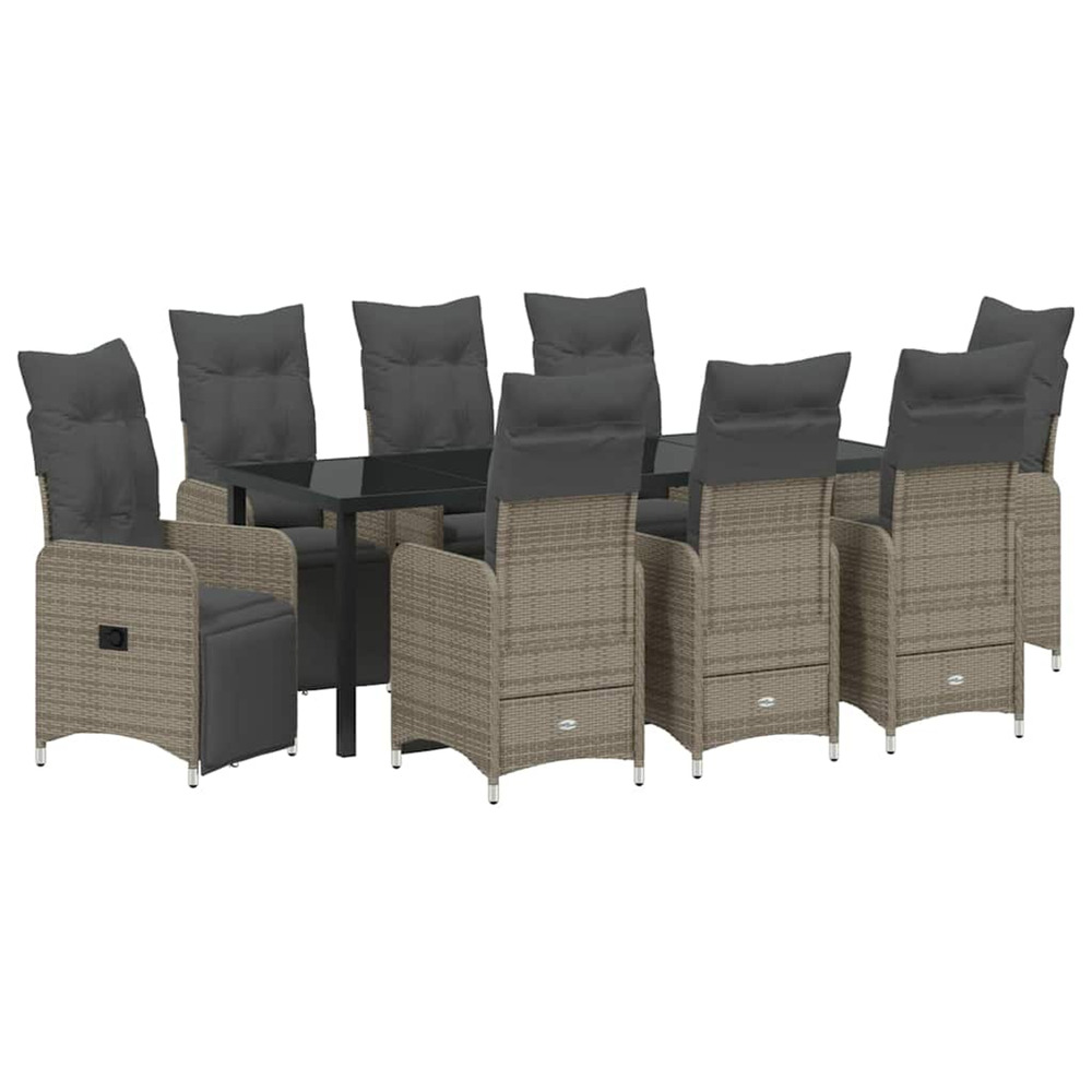 Ensemble de salle à manger pour jardin 9 pcs beige polyrotin