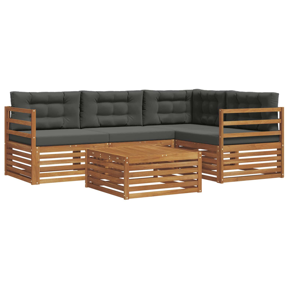 Ensemble de canapés d'extérieur 5 pcs naturel et anthracite