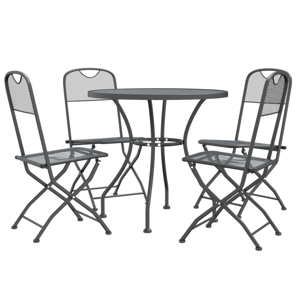 Mobilier à dîner de jardin 5 pièces maille métal anthracite