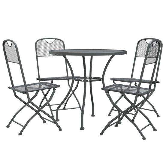 Mobilier à dîner de jardin 5 pièces maille métal anthracite