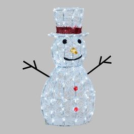 Bonhomme de neige lumineux 3d h70cm 160 led blanc froid 8 jeux lumières ...