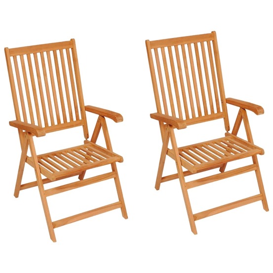 Chaises de jardin lot de 2 et coussins taupe bois teck massif