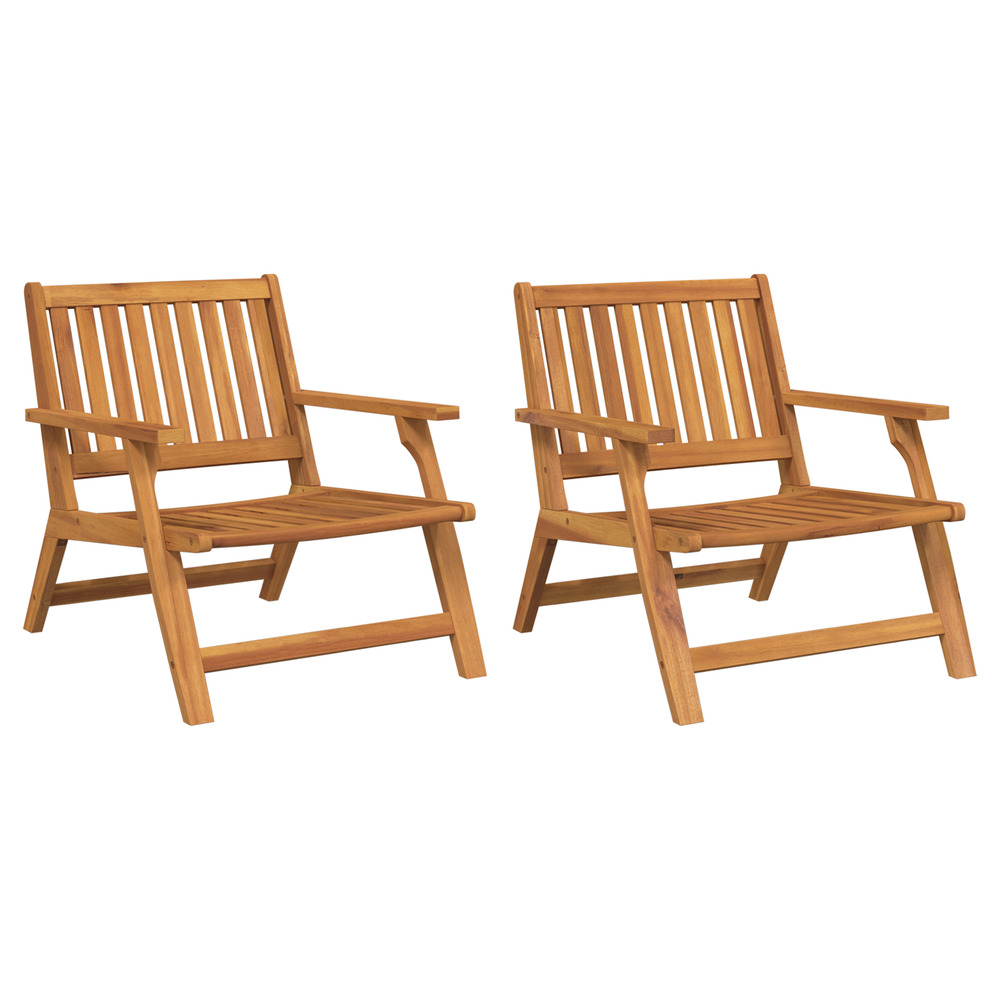 Chaises de jardin 2 pcs 76x67x73.5 cm bois massif d'acacia