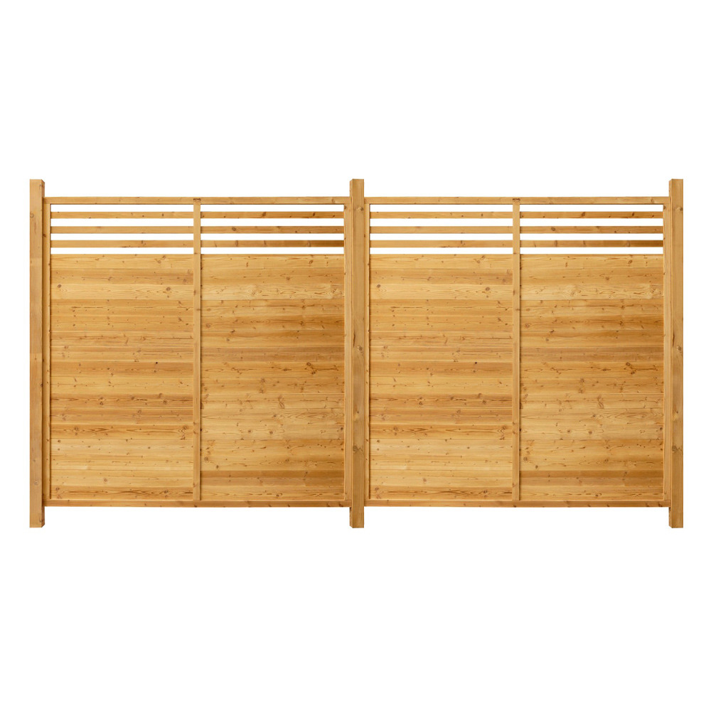 Home deluxe - clôture en bois soma - bois d'épicéa, 2 éléments + 3 poteaux - largeur : env. 380 cm, accessoires inclus i protection