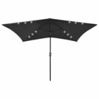 Parasol avec led et mât en acier 2 x 3 m noir