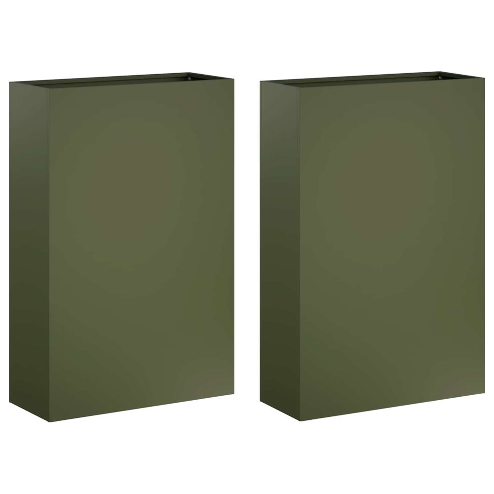 Cache-pot de jardin 2 pc vert olive 40 x 20 x 75 cm