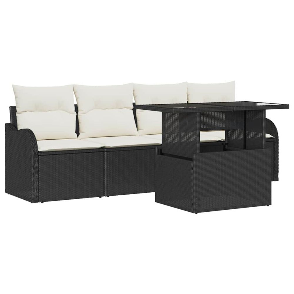 Ensemble de canapé de jardin 5 pc 4-nombre de places noir