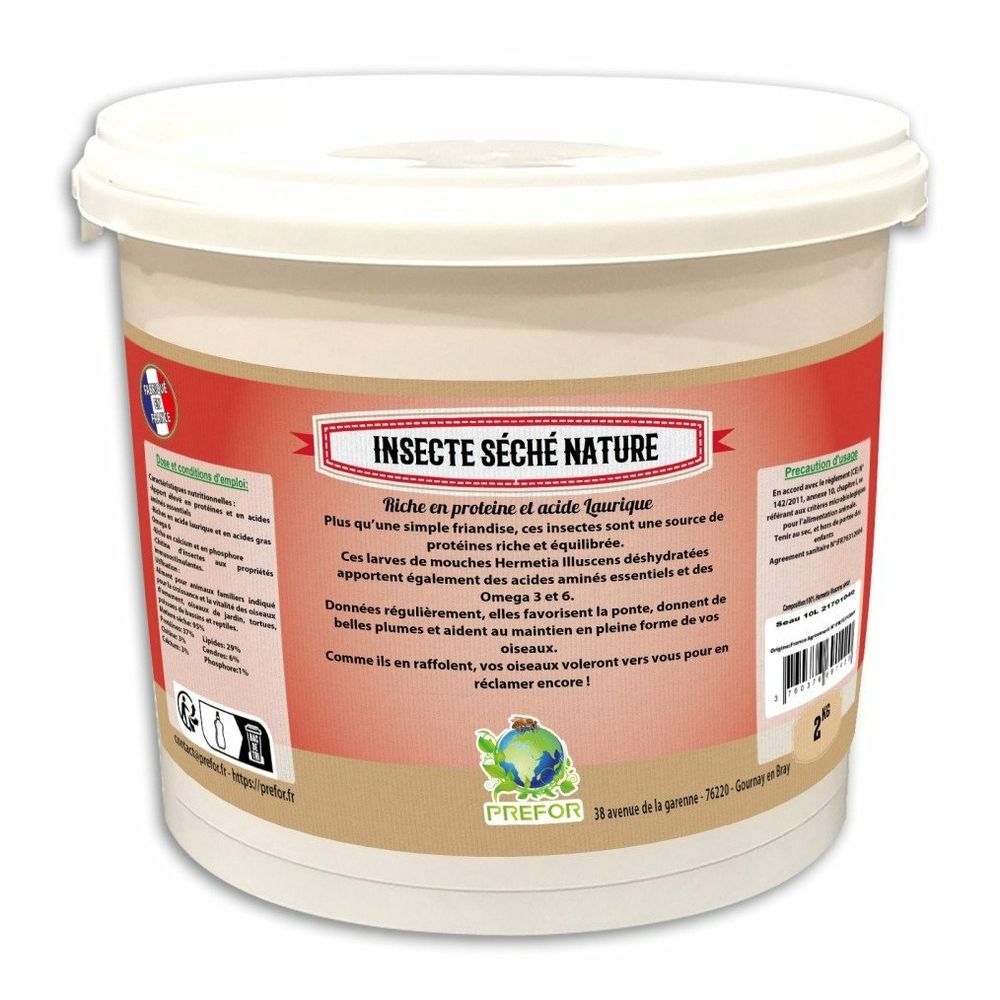 Larves de mouches nature seau 10l 2kg