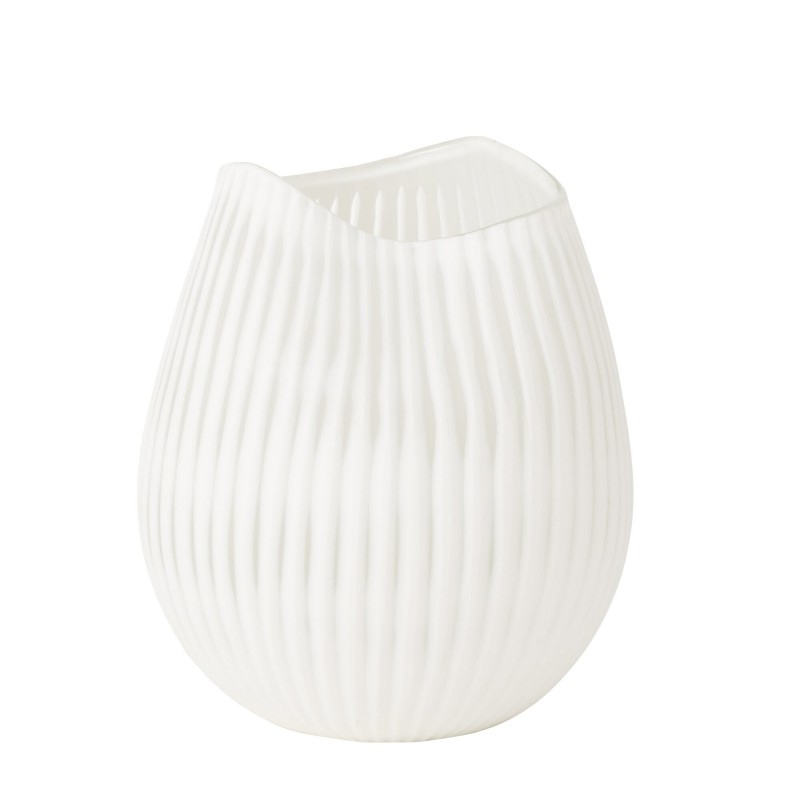 Vase lignes en verre blanc 21x20x25 cm