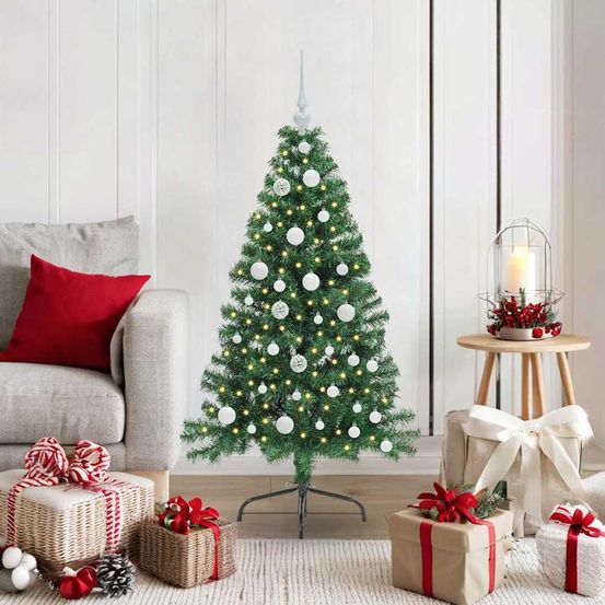 Sapin de noël 120 cm prêt à l'emploi, kit de décoration complet pour les fêtes