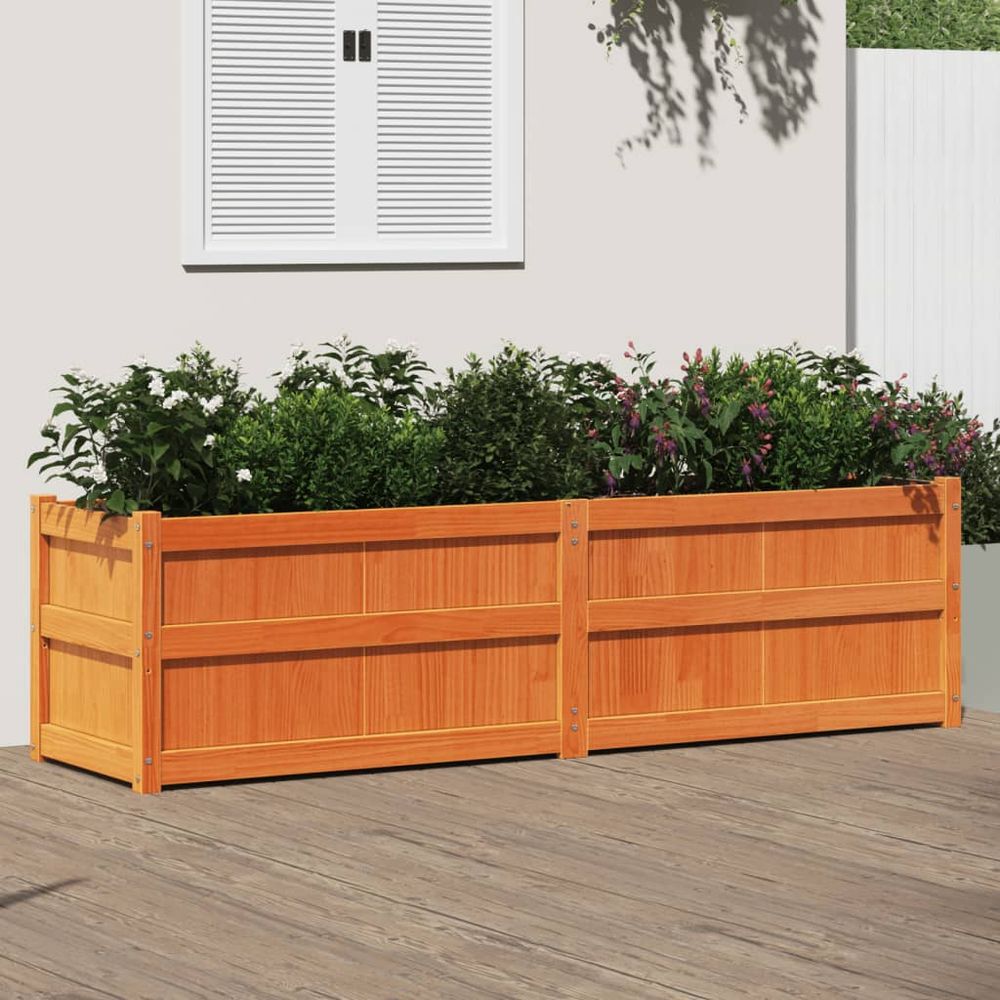 Grande jardinière pin cire marron potager surélevé 180x50cm