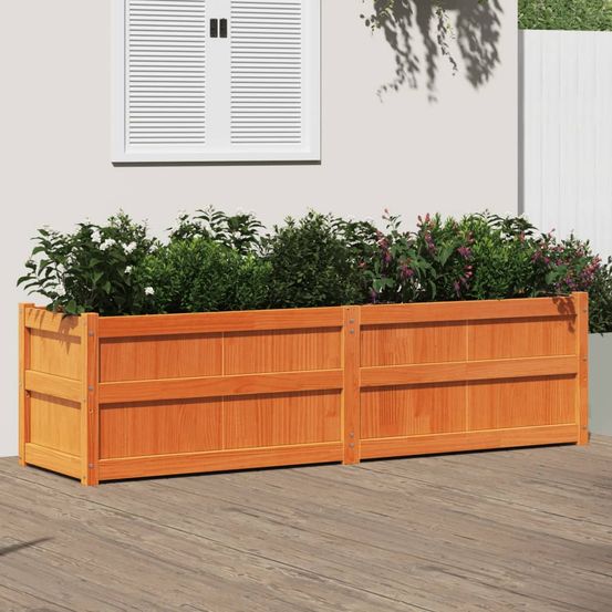 Grande jardinière pin cire marron potager surélevé 180x50cm