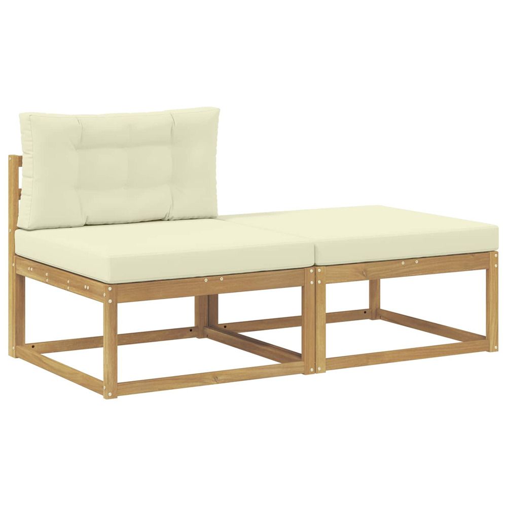 2 pièce pouf d'extérieur polyester blanc