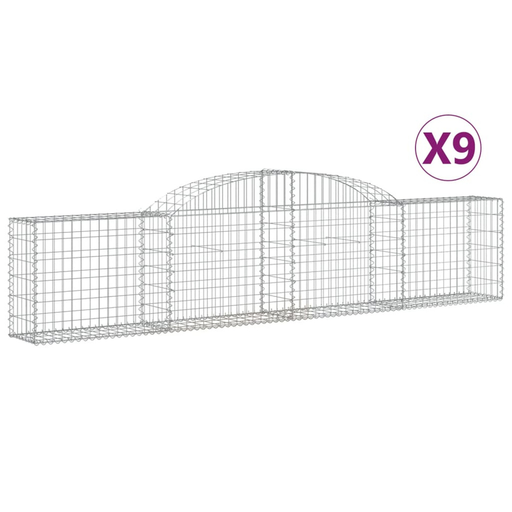 Paniers à gabions arqués 9 pcs 300x30x60/80 cm fer galvanisé