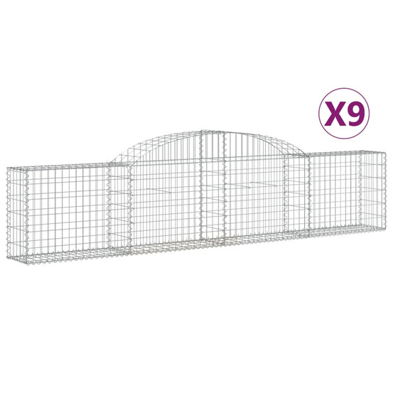 Paniers à gabions arqués 9 pcs 300x30x60/80 cm fer galvanisé