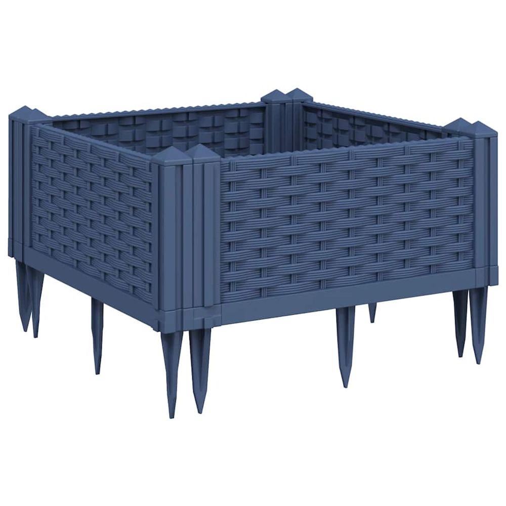 Jardinière d'extérieur avec piquets bleu gris 42,5x42,5x28,5 cm pp