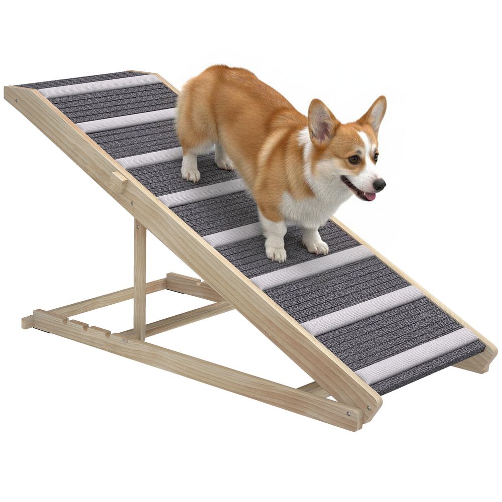 Rampe pour chien en bois de pin pour voiture et canapé pliable à hauteur réglable 120 cm