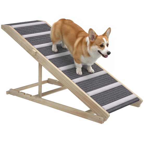 Rampe pour chien en bois de pin pour voiture et canapé pliable à hauteur réglable 120 cm
