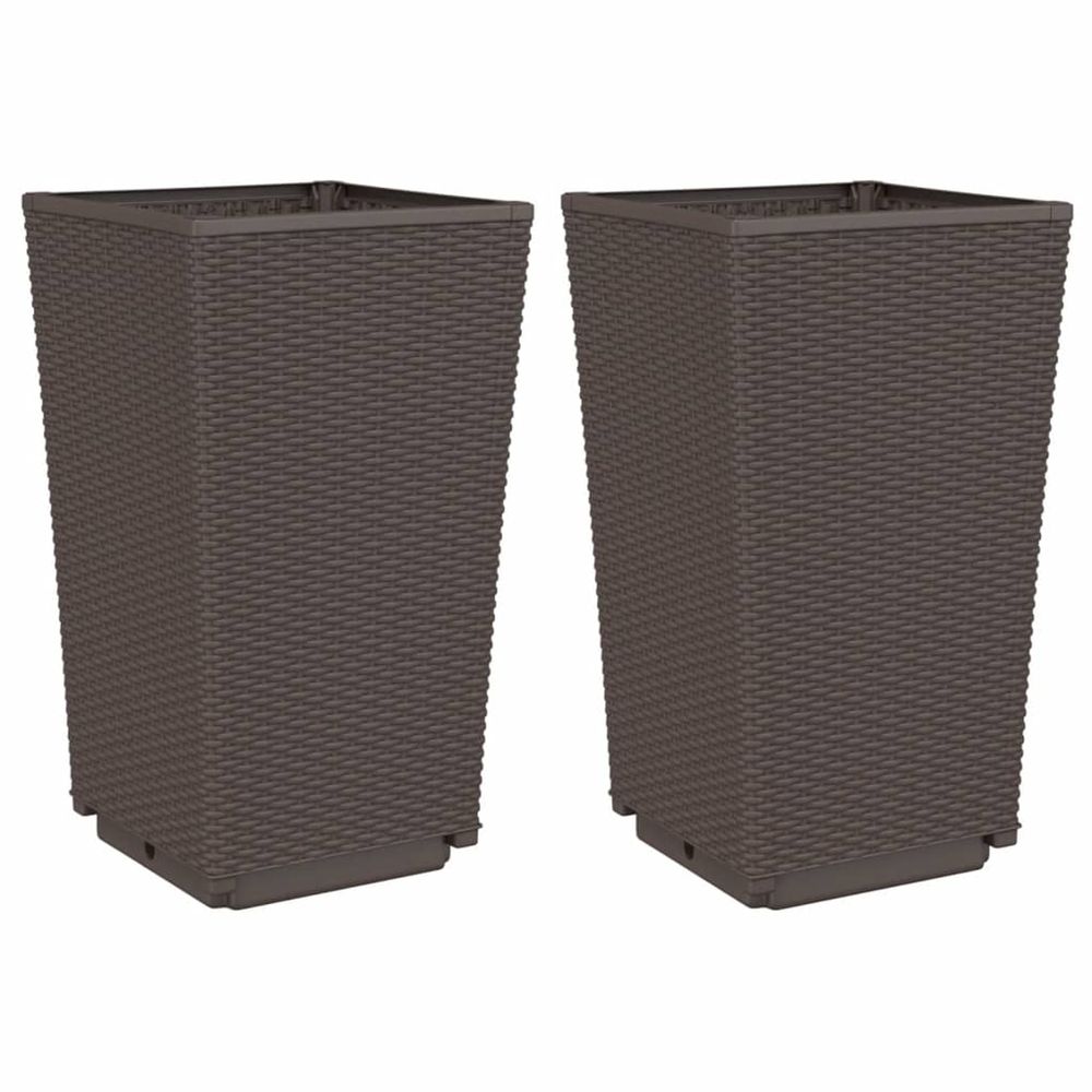 Jardinière d'extérieurs 2 pcs marron 32,5x32,5x57 cm polypropylène