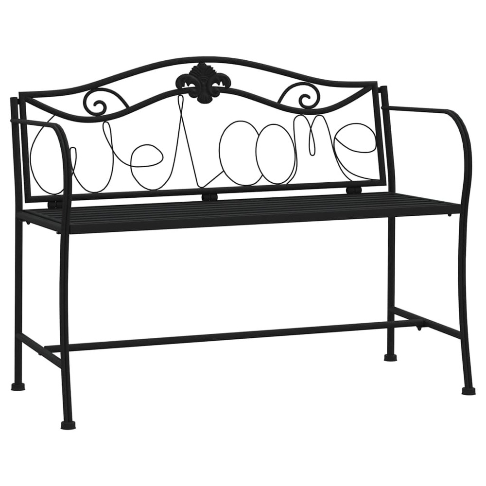Banc de jardin meuble de patio d'extérieur terrasse 2 places 104 x 52 x 78 cm noir acier