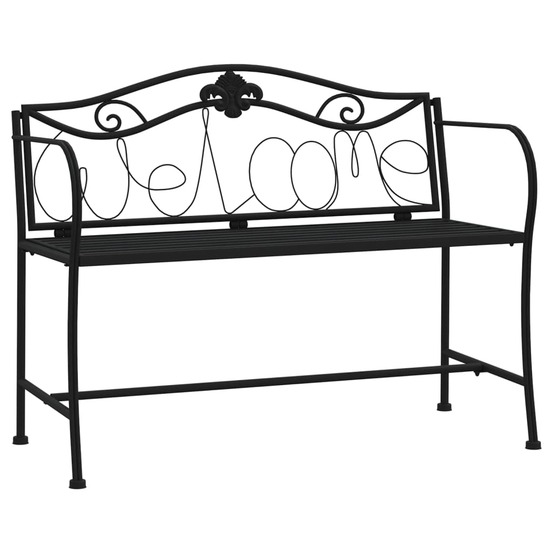 Banc de jardin meuble de patio d'extérieur terrasse 2 places 104 x 52 x 78 cm noir acier