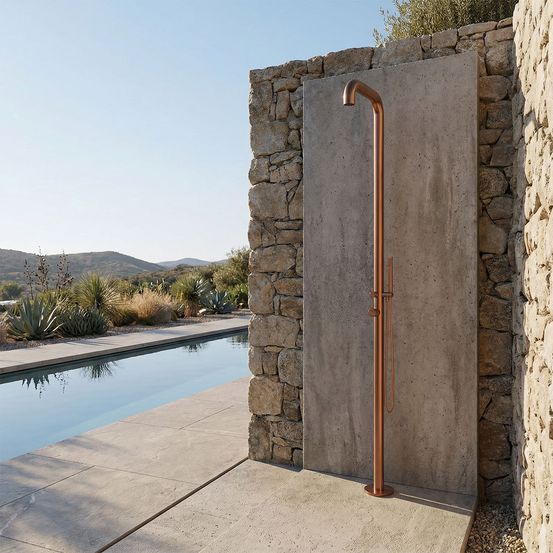 Douche exterieure inox 316l or rose