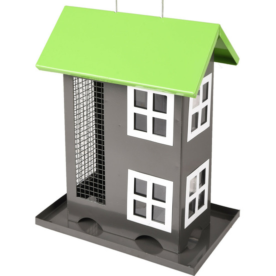 Mangeoire maisonnette 2 en 1 graines et noix, pour oiseaux