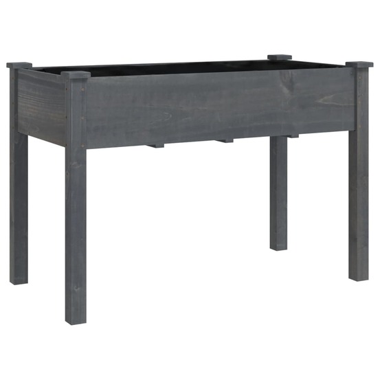 Jardinière avec doublure gris 118x59x76 cm bois massif de sapin