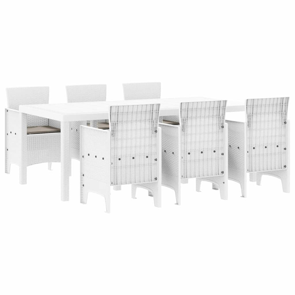 Ensemble de salle à manger pour jardin 7 pcs blanc rattan polt