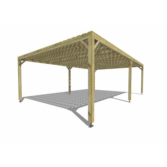 Pergola bois • 8m x 5m • indépendante • sens profondeur • platelage bois • livraison comprise