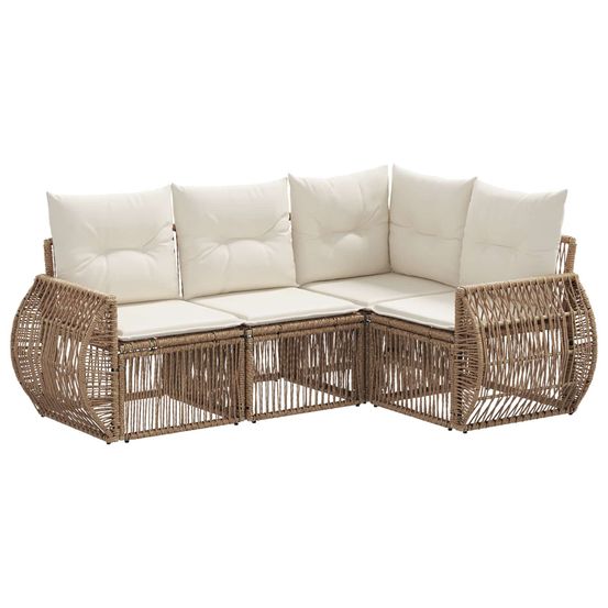 Ensemble de canapé de jardin 4 pc beige et blanc crème