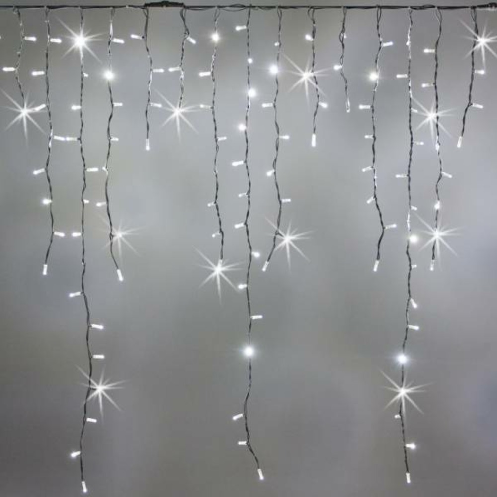 Guirlande stalactite 3m h 1.5m raccordable 228 maxiled blanc froid avec clignotement 230v ip67 lotti